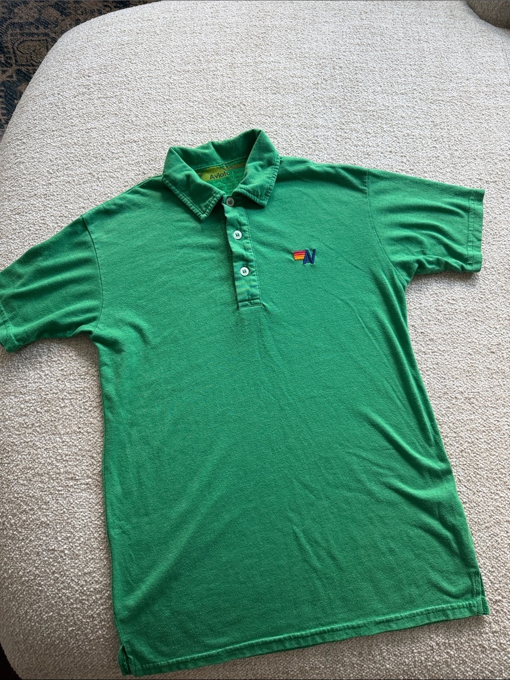 Aviator Nation Emerald Green Polo with Embroidered 'N' Logo